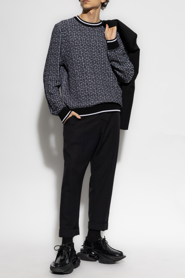 【送料&関税込】Balmain Monogrammed Jacquard Knit Sweater Balmain Sweater with Monogram | Men's Clothing | Vitkac